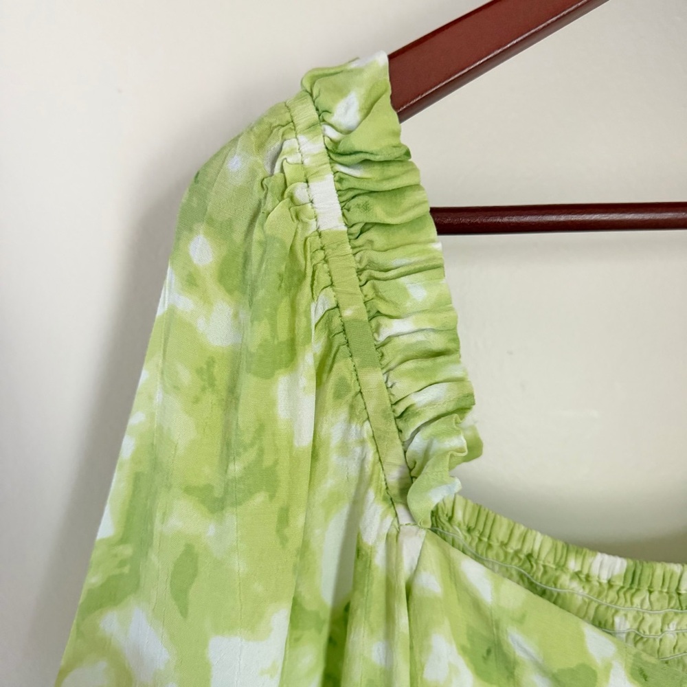 Faithfull The Brand Green Tie Dye Mini Dress Ruffle Vacation Womens Size 4 Small - Picture 6 of 13
